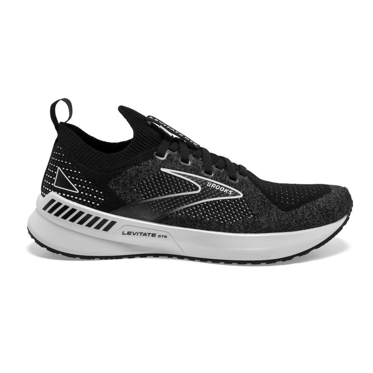 Brooks Levitate StealthFit GTS 5 Women's Road Running Shoes - Black/Grey/White (80523-PVNQ)